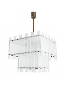Lampadario di design in vetro di murano bianco ghiaccio lusso moderno - struttura in rame brunito