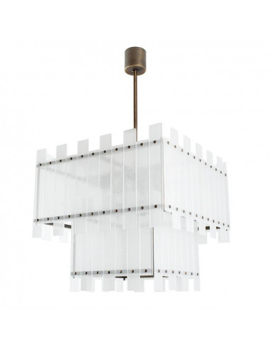 Lampadario di design in vetro di murano bianco ghiaccio lusso moderno - struttura in rame brunito