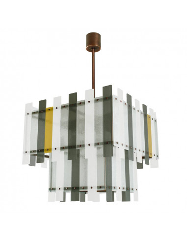 Lampadario di design in vetro di murano multicolor lusso moderno - struttura in rame brunito