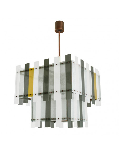 Lampadario di design in vetro di murano multicolor lusso moderno - struttura in rame brunito