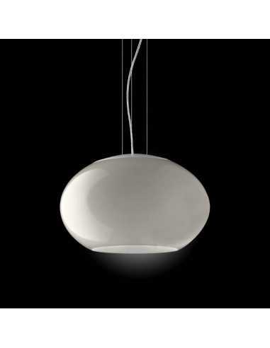 Elle design suspension sphère ouverte en verre de Murano gris tourterelle satiné sur fond noir