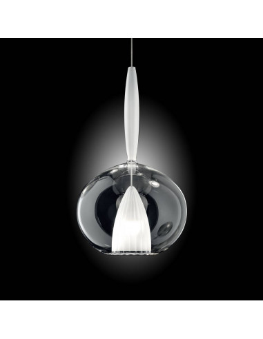 Nyl sospensione moderna a sfera aperta design in vetro murano color cristallo su sfondo nero