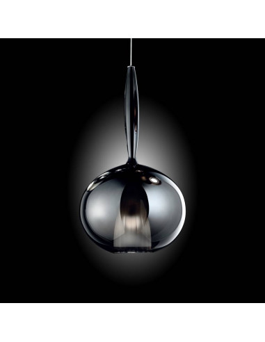 Nyl sospensione moderna a sfera aperta design in vetro murano color fumè su sfondo nero