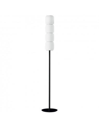 Lampadaire design en verre de Murano avec abat-jour en satin blanc Lampadaire design en verre de Murano avec abat-jour en satin blanc