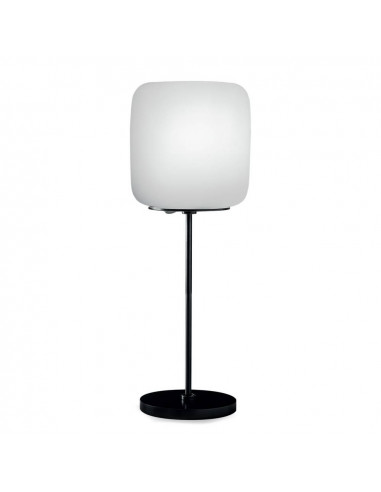 Lampe de table design en verre de Murano avec abat-jour en satin blanc