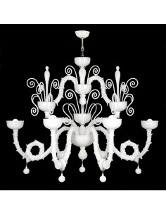 Chandelier barchetta in White Murano Glass