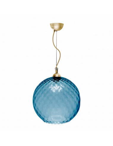 Lampada a Sospensione moderna sfera  balloton in vetro Murano blu oro