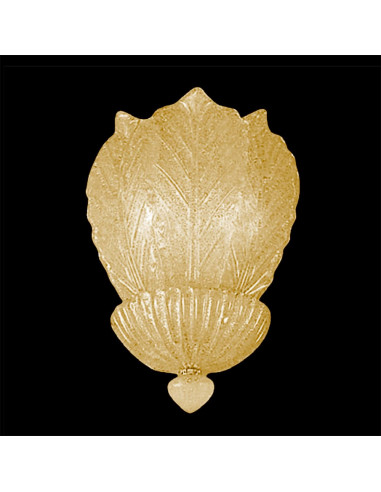 Applique classica con foglie graniglia in cristallo di murano vetro ambra veneziano