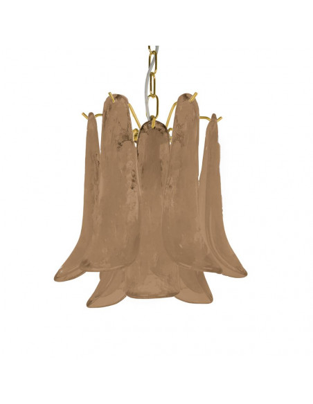 Lampadario vintage murano Dalie con  piccolo petali con vetro sella, fumè e struttura oro Lampadario vintage murano Dalie con  piccolo petali con vetro sella, fumè e struttura oro