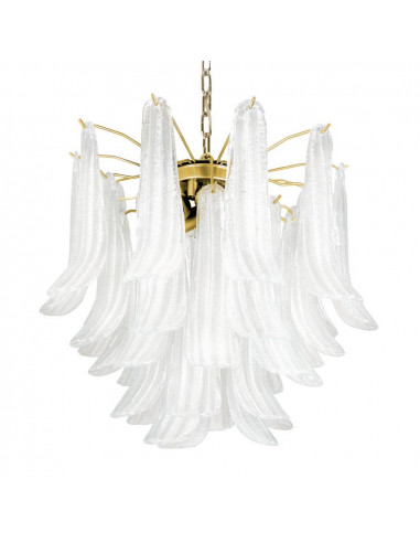 Vintage Murano chandelier Dalie Diamond medium with petals in sella graniglia glass, chrome