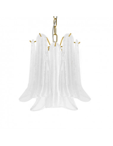 Vintage Murano chandelier Dalie Diamond small with petals in sella graniglia glass, gold