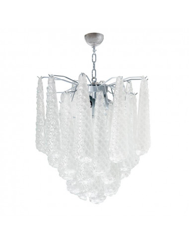 Vintage Murano drop chandelier in grit glass, chrome frame
