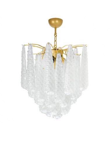 Vintage Murano drop chandelier in grit glass, gold frame