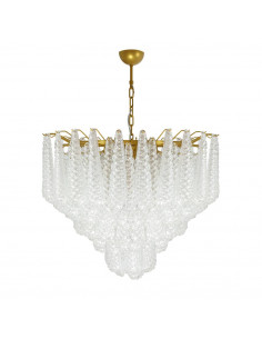 Vintage Murano drop chandelier in grit glass, gold frame