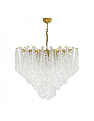 Vintage Murano drop chandelier in grit glass, gold frame