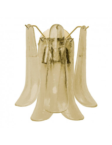 applique vintage in vetro di murano sella ambra struttura oro