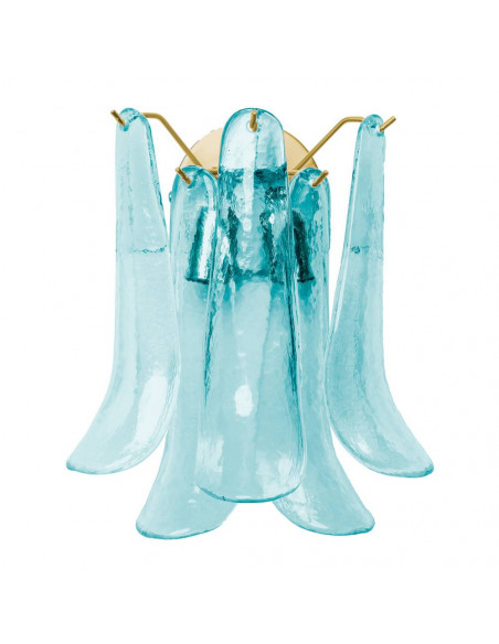 applique vintage in vetro di murano sella azzurro struttura oro