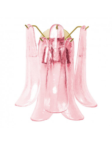 applique vintage in vetro di murano sella rosa struttura oro