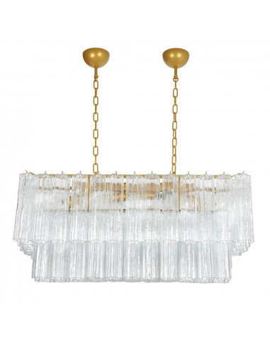 Lustre îlot rectangulaire en verre de Murano tronqué avec mesures