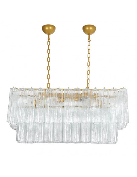 Lustre îlot rectangulaire en verre de Murano tronqué avec mesures