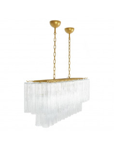 Rectangular island chandelier in truncated Murano glass with measurements