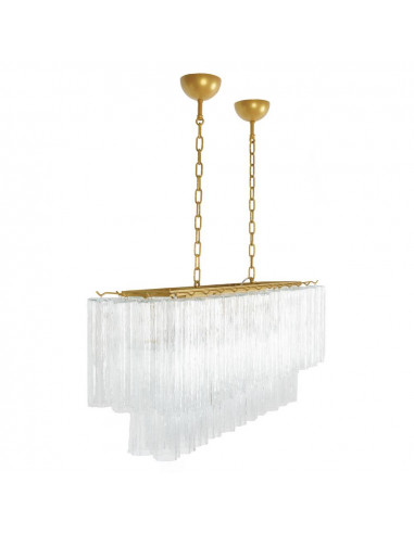 Rectangular island chandelier in truncated Murano glass with measurements