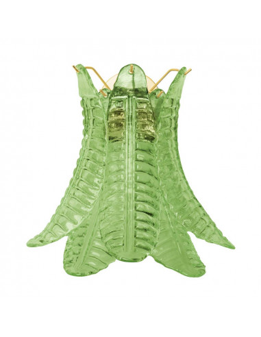 applique vintage en verre de Murano en forme de feuilles vertes avec structure dorée