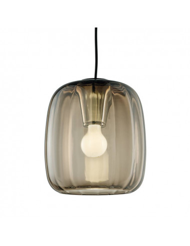 Lampe à suspension moderne en verre de Murano Rigadin fumé