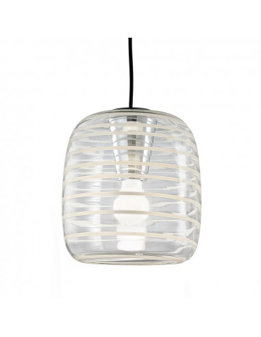 lampada a sospensione in vetro di murano striato bianco moderna