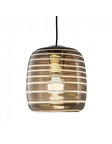 pendant lamp in modern smoked white striated Murano glass
