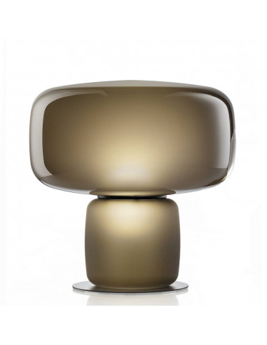 Lampe de table design moderne Cogi en verre de murano en gris fumé gravé Lampe de table design moderne Cogi en verre de murano en gris fumé gravé