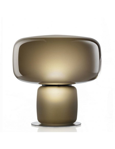 Lampe de table design moderne Cogi en verre de murano en gris fumé gravé Lampe de table design moderne Cogi en verre de murano en gris fumé gravé