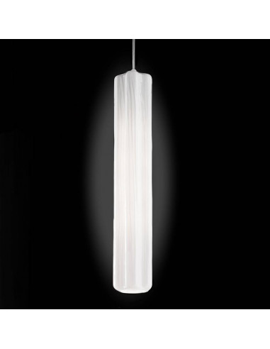 Suspension tube moderne en verre d'écorce en verre de Murano blanc Suspension tube moderne en verre d'écorce en verre de Murano blanc