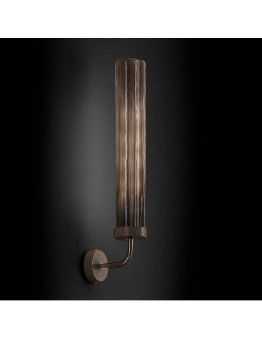 Wall lamp with bark trunk tube in Murano glass smoked