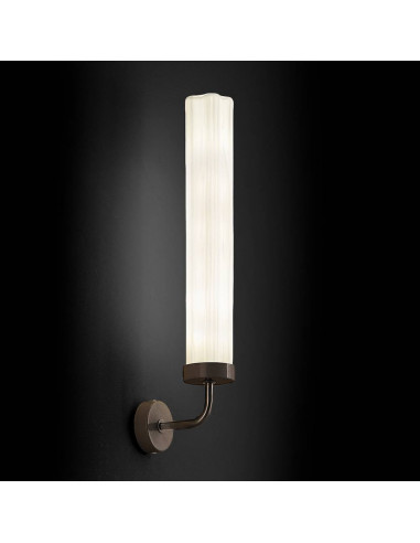 Wall lamp with bark trunk tube in Murano glass white