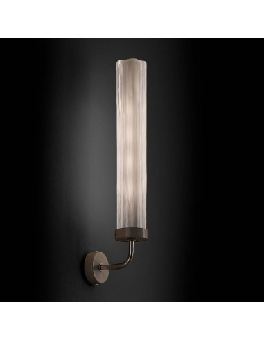 Wall lamp with bark trunk tube in Murano glass gray