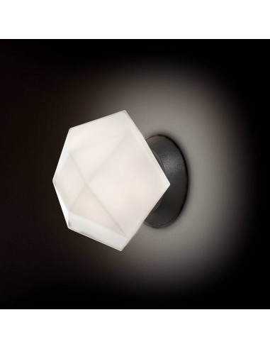 Modern geometric wall light in white Murano glass