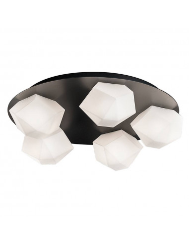 Modern geometric ceiling light in smoked Murano glass