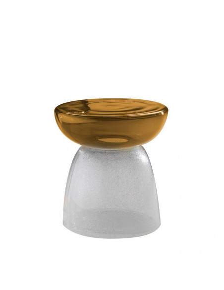 Tavolino da salotto in vetro di murano trasparente e ambra, modello piccolo Tavolino da salotto in vetro di murano trasparente e ambra, modello piccolo