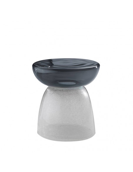 Tavolino da salotto in vetro di murano trasparente e grigio, modello piccolo