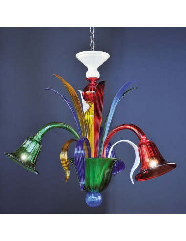 Lampadario in vetro di murano multicolor modello Marco Polo Lampadario in vetro di murano multicolor modello Marco Polo