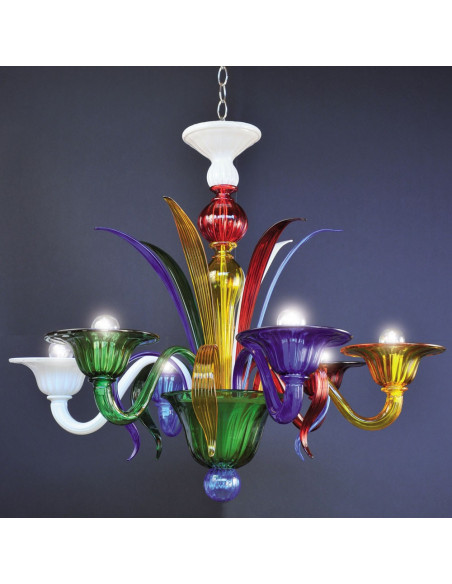 Lustre en verre de Murano multicolore modèle Peggy
