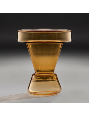 Tavolino da salotto in vetro di murano color ambra, modello alto Tavolino da salotto in vetro di murano color ambra, modello alto