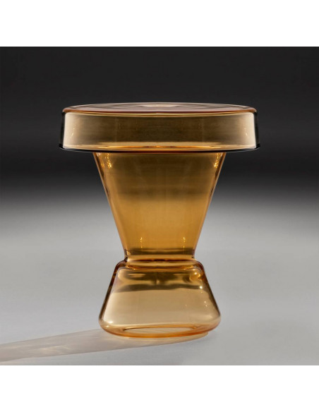 Tavolino da salotto in vetro di murano color ambra, modello alto Tavolino da salotto in vetro di murano color ambra, modello alto