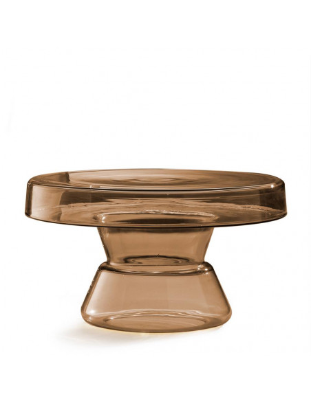 Tavolino da salotto in vetro di murano color fumè marrone, modello basso