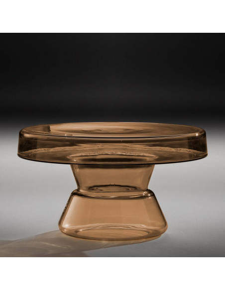 Tavolino da salotto in vetro di murano color fumè marrone, modello basso