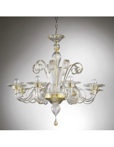 Bassa Laguna - Murano glass chandelier with gold details