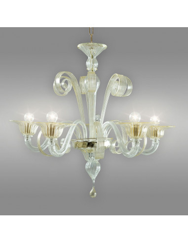 Bassa Laguna - 5 lights Murano glass chandelier with gold details