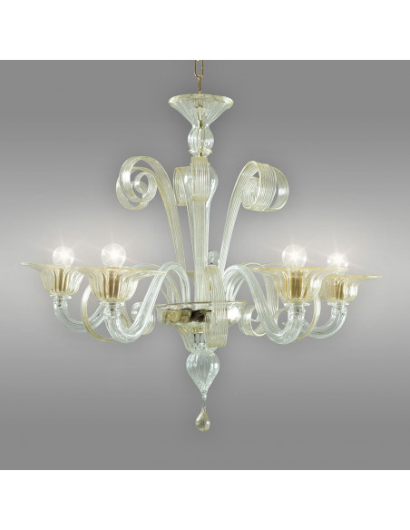 Bassa Laguna - 5 lights Murano glass chandelier with gold details