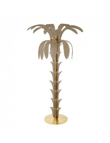 Vintage palm tree-shaped floor lamp in Murano glass, natural brass structure, smoked grit crystal glass